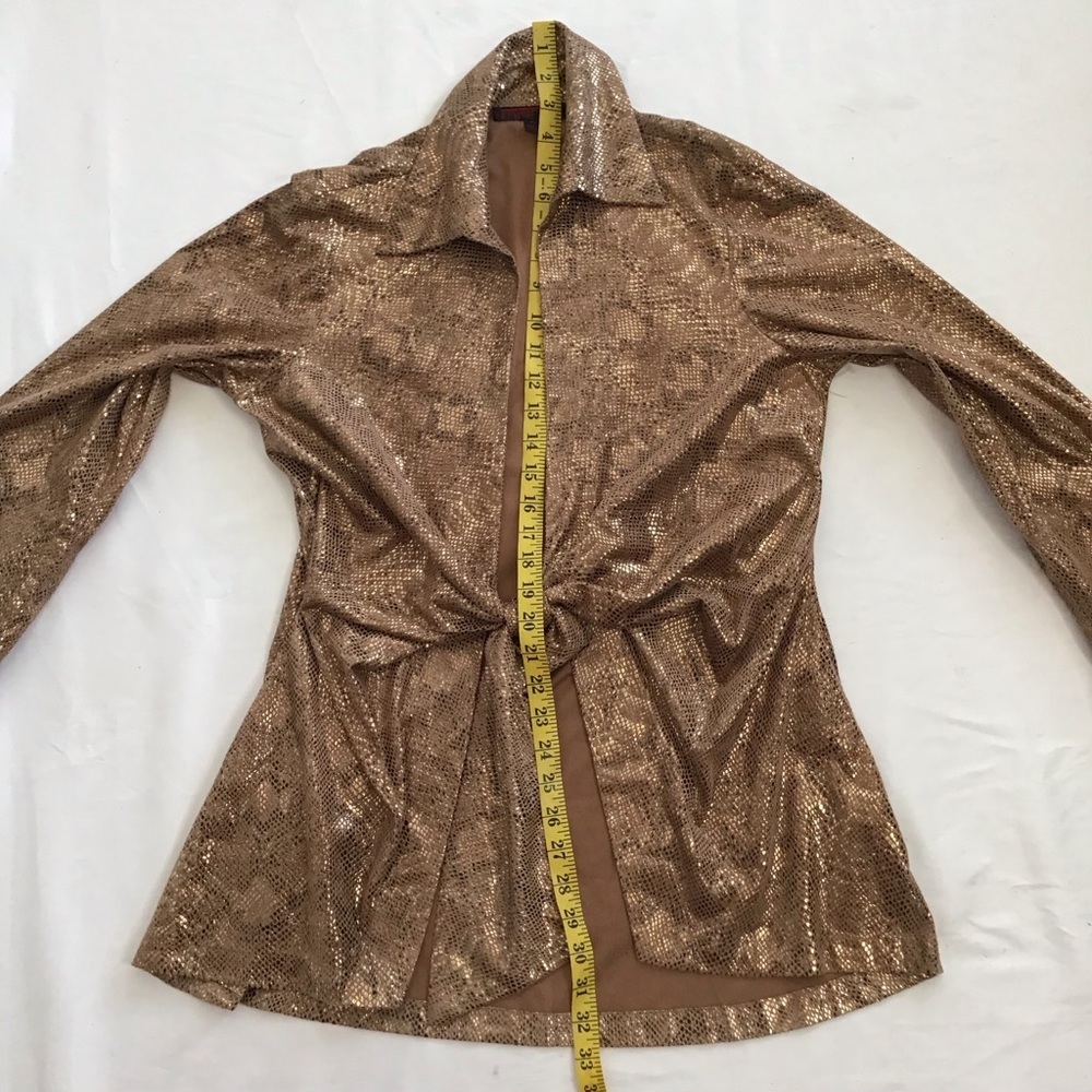 Mishca Elegant Shimmering Rose Gold Women's Tie Front Party Blazer Size M - Picture 7 of 8